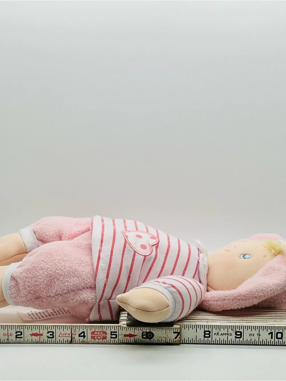 Baby Gund Sweet Dolly Pink Terry Cloth Plush 11” Lovey Blond Hair Hat Bow